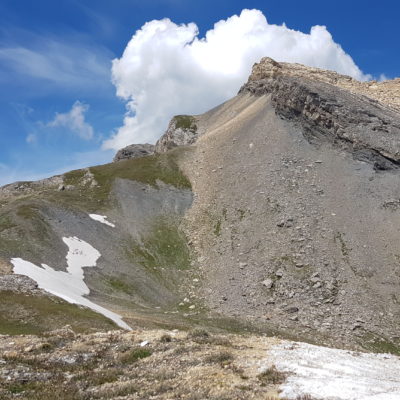 Da wollte ich hoch, gekommen nur bis oben ans oberste Geröllfeld...